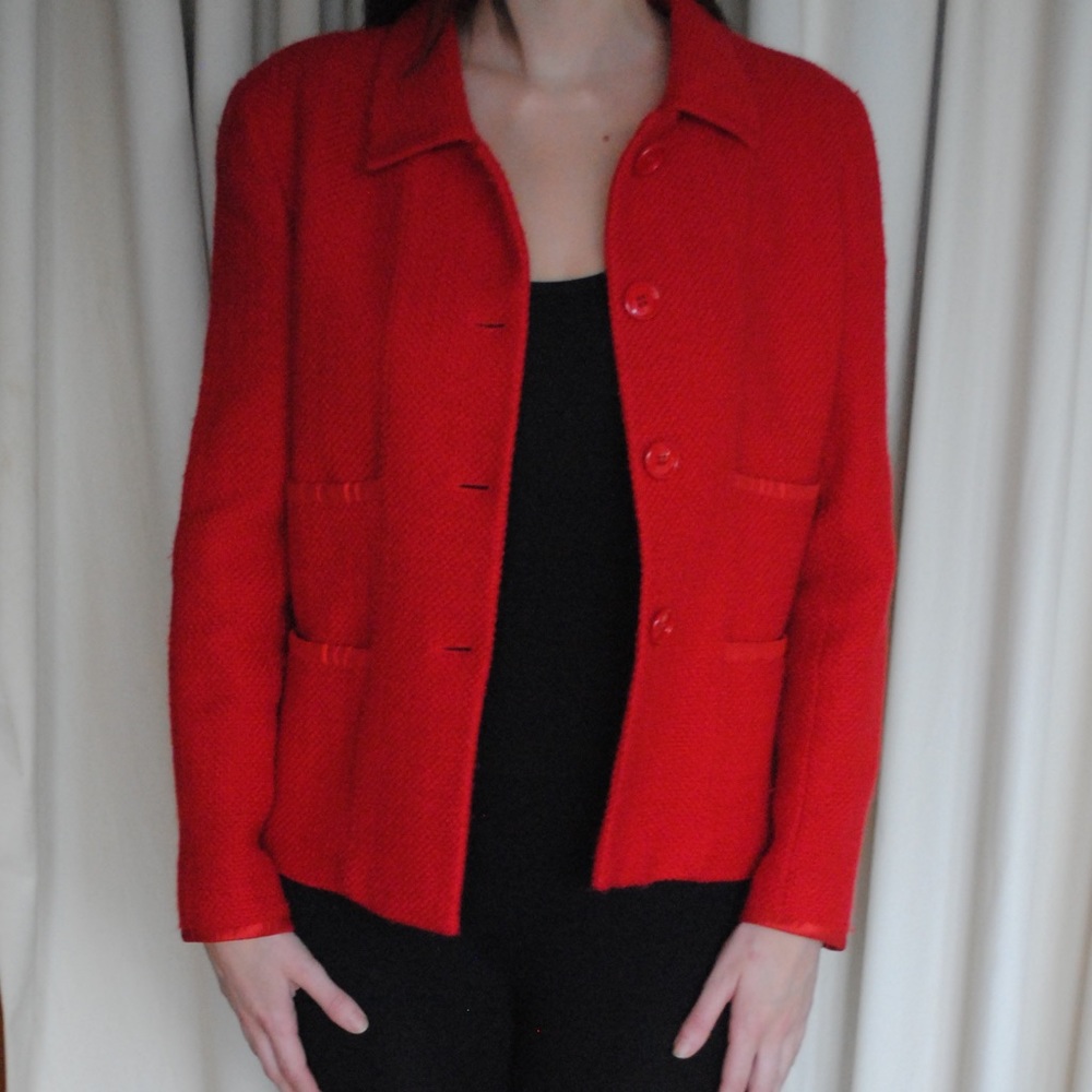 natural red tweed jacket-vintage carolina herrera